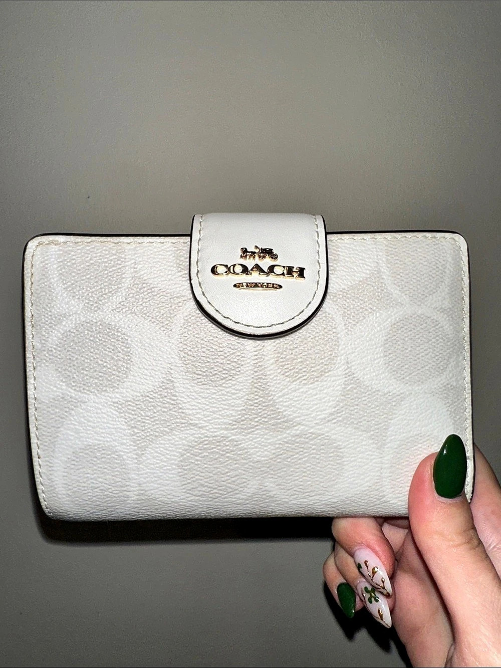 Coach Medium Corner Zip Wallet In Signature Canvas Signature Canvas White &